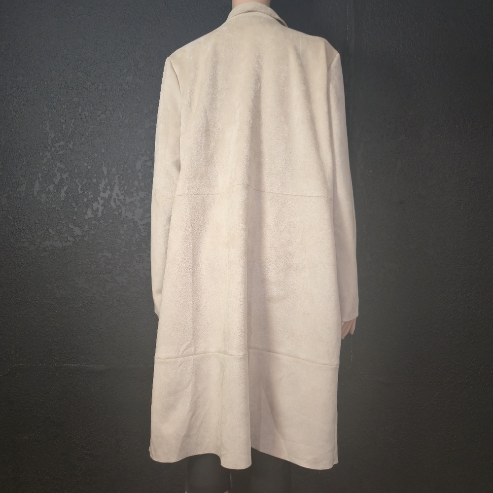 Marc New York OPEN JACKET MICROSUEDE cream ivory off-white pale beige Size Large - Picture 7 of 17